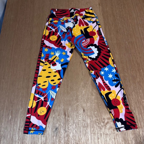 Adidas Womens Graphic Print High Waisted Leggings Multicolor Tiger Pop Art Large - Picture 7 of 8